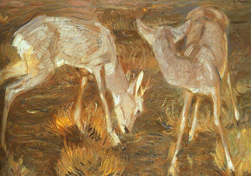 Franz Marc Deer at Dusk Sweden oil painting art